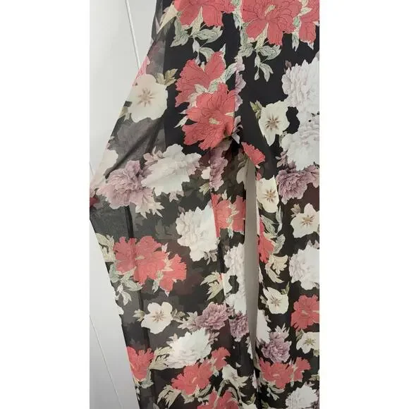 NWT We Are Kindred Field Bouquet Jumpsuit Size 4 Black Floral Wide Leg